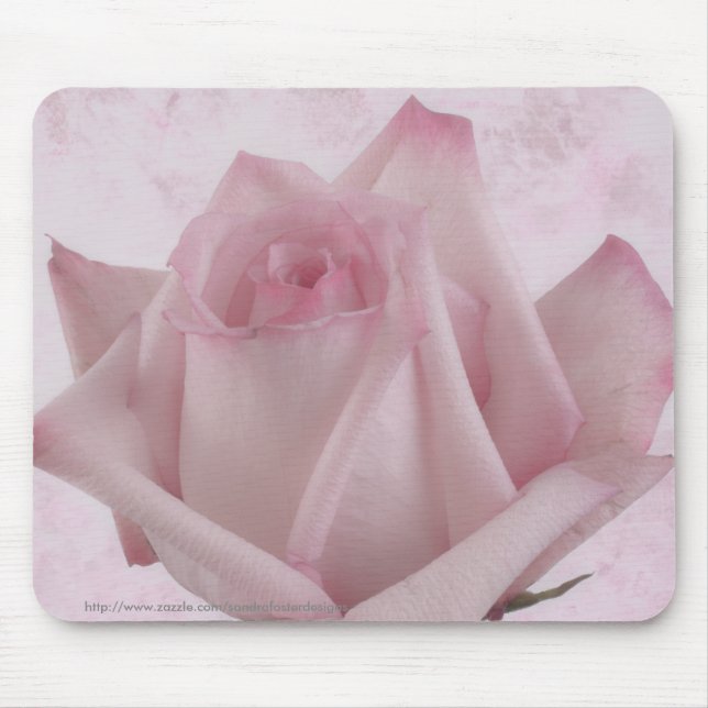 Soft Pink Rose Flower Mouse Pad (Front)