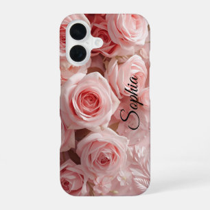 Soft Pink Rose Garden – Elegant Floral Art Print iPhone 16 Case