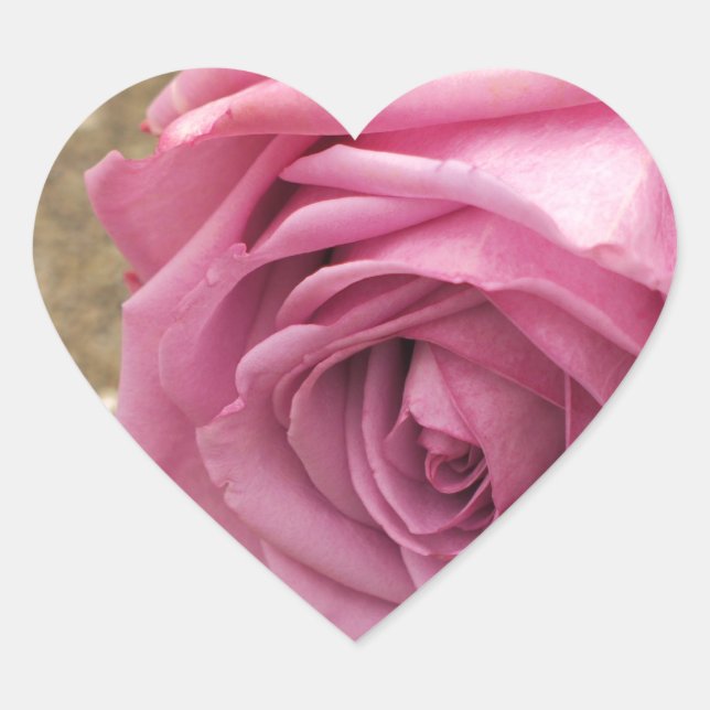 Soft Pink Rose Heart Sticker (Front)