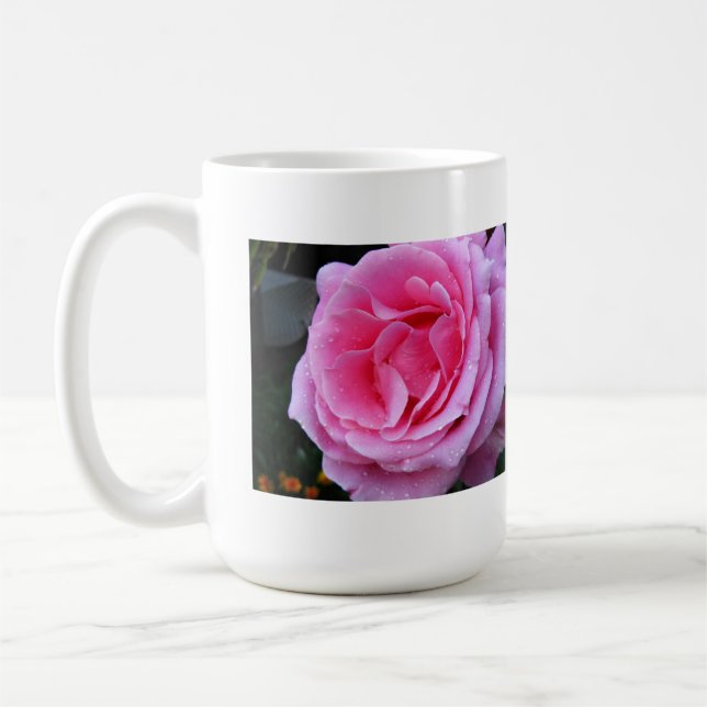 Soft Pink Rose in Full Bloom Beverage Mug (Left)