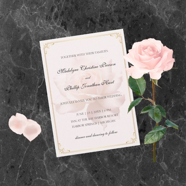 Soft Pink Rose Wedding Invitation (Creator Uploaded)