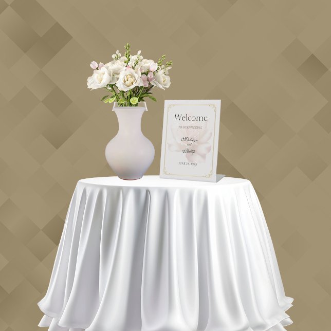 Soft Pink Rose Wedding Pedestal Sign (Creator Uploaded)
