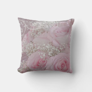 Soft Pink Roses and Baby's Breath Cushion