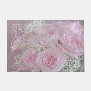 Soft Pink Roses and Baby's Breath  Doormat
