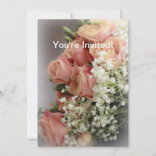 Soft Pink Roses and Baby's Breath Invitation