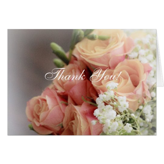 Soft Pink Roses and Baby's Breath Wedding Card