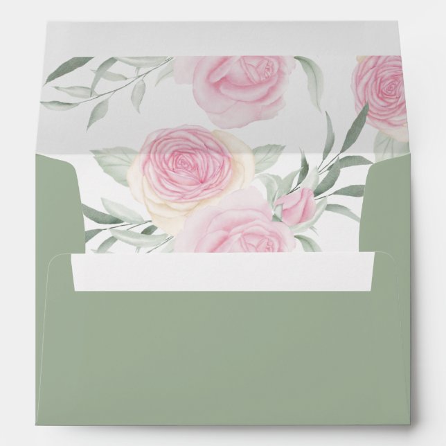 Soft Pink Roses and Light Green Envelope (Back (Bottom))