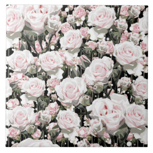 Soft Pink Roses Ceramic Tile
