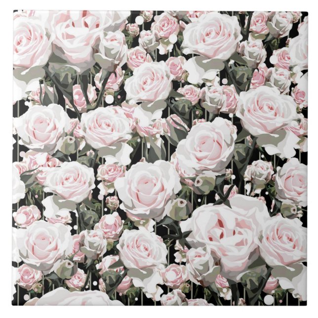Soft Pink Roses Ceramic Tile (Front)