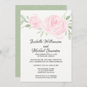 Soft Pink Roses Elopement Reception Invitation