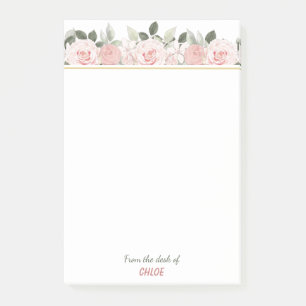 Soft Pink Roses Floral Border Post-it Notes