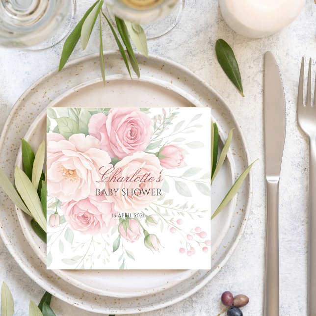 soft pink roses floral spring summer napkins (Creator Uploaded)