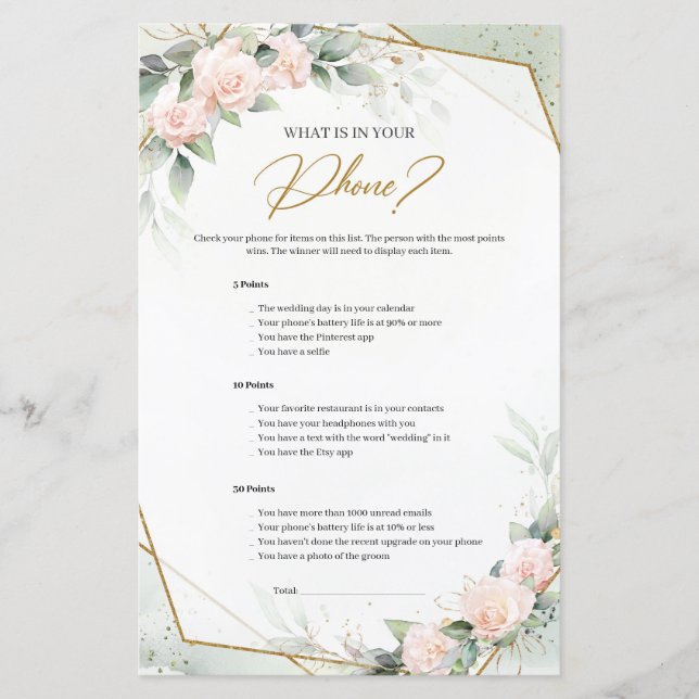 Soft pink roses greenery What is in Your Phone (Front)