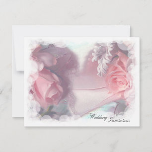 Soft Pink Roses Wedding Invitation
