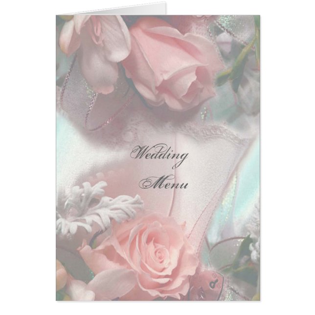 Soft Pink Roses Wedding Menu (Front)