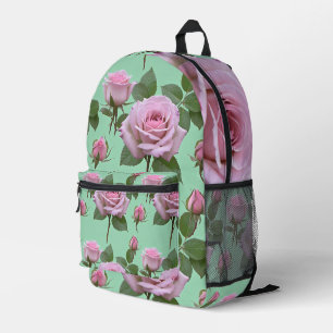 Soft Pink Roses With Subtle Lavender Highlights Printed Backpack