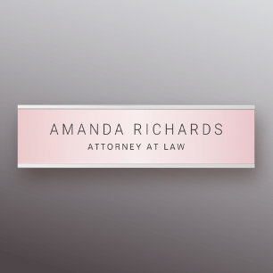 Soft pink satin gradient name and title door sign
