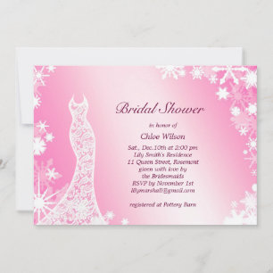 Soft Pink Snowflakes Bridal Shower Invitation 3
