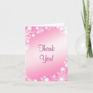 Soft Pink Snowflakes Thank You Card