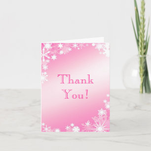 Soft Pink Snowflakes Thank You Card