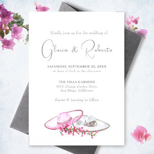 Soft Pink Sombrero Bougainvillea Flowers Wedding Invitation