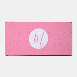 Soft Pink Squiggly Squares Personalised Initial Desk Mat
