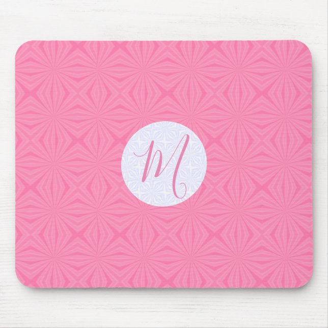 Soft Pink Squiggly Squares Personalised Initial Mouse Pad (Front)