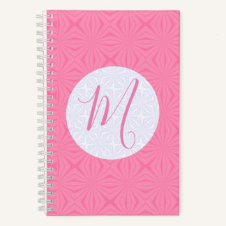Soft Pink Squiggly Squares Personalised Initial Notebook