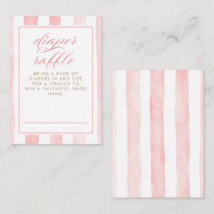 Soft Pink Stripes Cute Diaper Raffle Tickets Enclosure Card