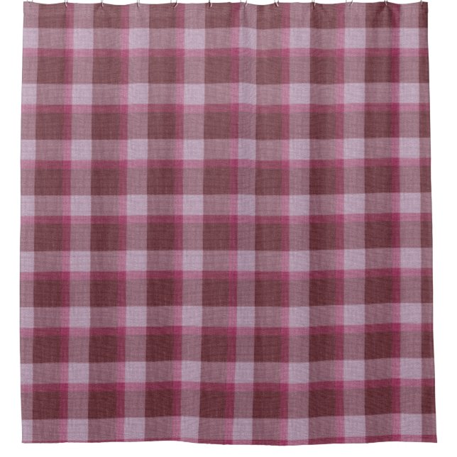 Soft Pink Tartan Plaid Showertime Shower Curtain (Front)