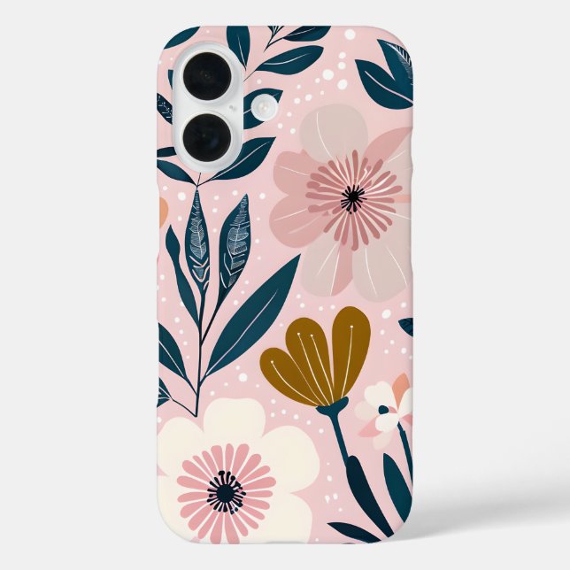 Soft Pink & Teal Feminine Floral Phone Case (Back)