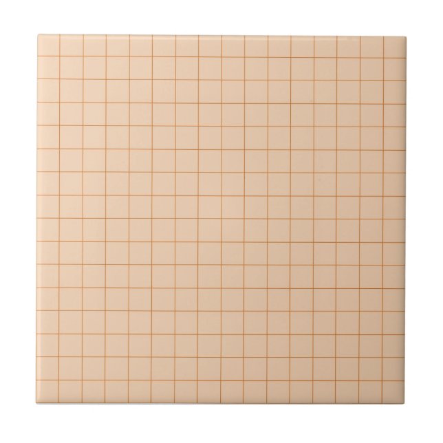 Soft Pink & Terracotta Chequered Retro Minimalist  Ceramic Tile (Front)