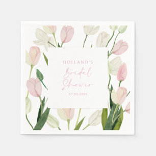 Soft Pink Tulip Bridal Shower Napkin