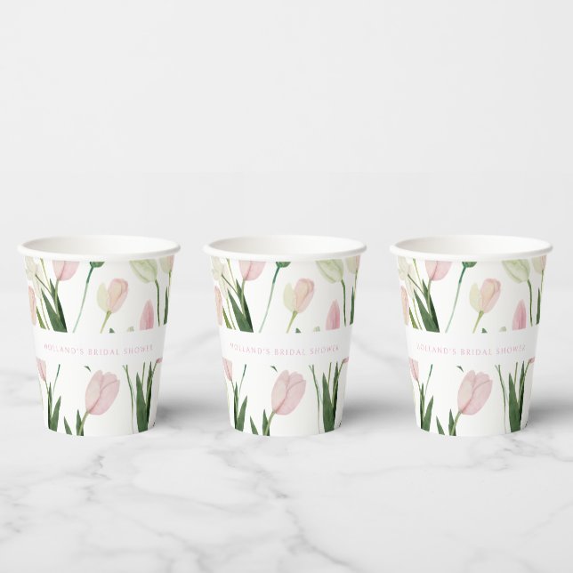 Soft Pink Tulip Bridal Shower Paper Cups (Multi)