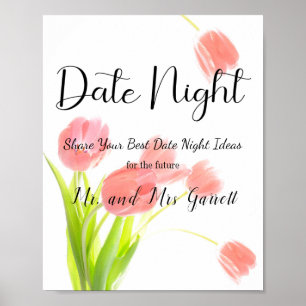 Soft Pink Tulips Couple Date Night Sign