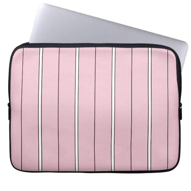 Soft Pink Vertical Stripe Pattern Minimal Laptop Sleeve (Front)