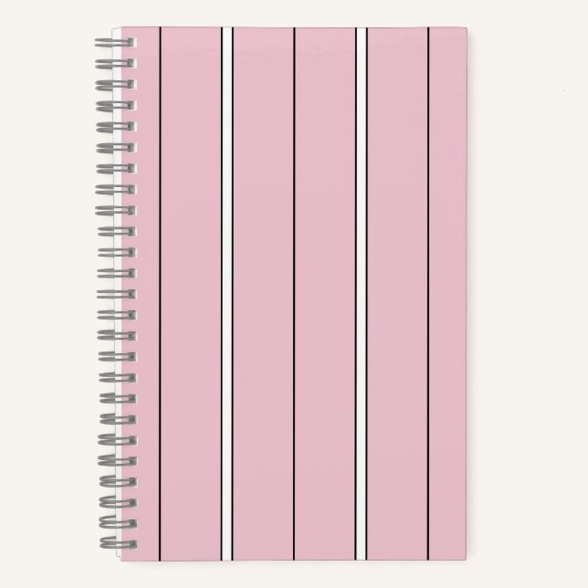 Soft Pink Vertical Stripe Pattern Minimal Notebook (Front)