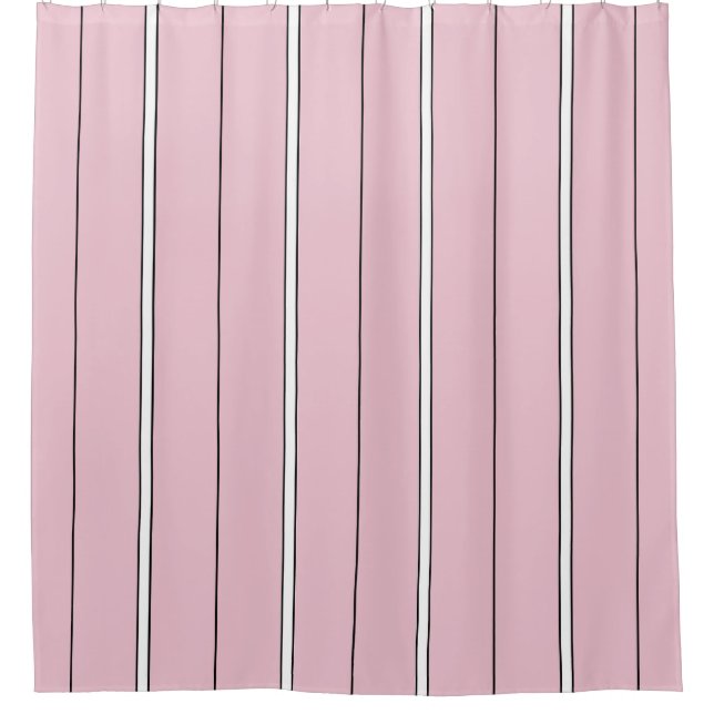 Soft Pink Vertical Stripe Pattern Minimal Shower Curtain (Front)
