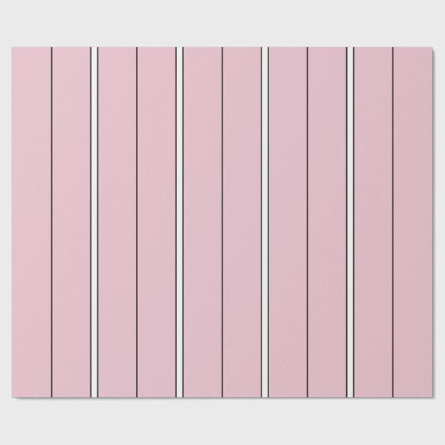 Soft Pink Vertical Stripe Pattern Minimal Wrapping Paper (Flat)