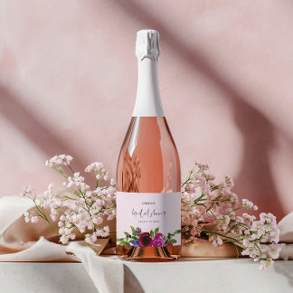 Soft Pink Watercolor Floral Beverage Label Set