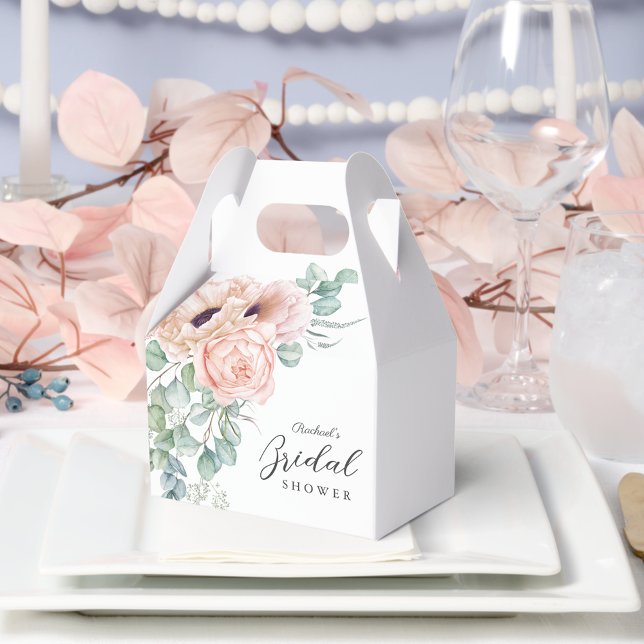 Soft Pink Watercolor Floral Bridal Shower Favour Box (Creator Uploaded)
