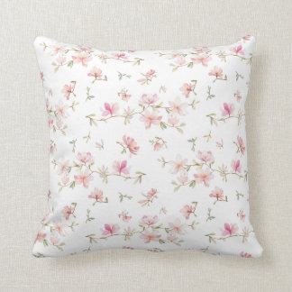 Soft Pink Watercolor Flower Pattern Cushion