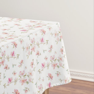 Soft Pink Watercolor Flower Pattern Tablecloth