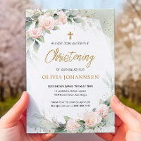 Soft Pink Watercolor Flowers Greenery Christening