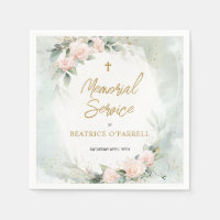 Soft Pink Watercolor Flowers Memorial Service