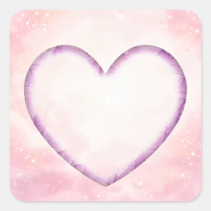 Soft Pink Watercolor Heart Square Sticker