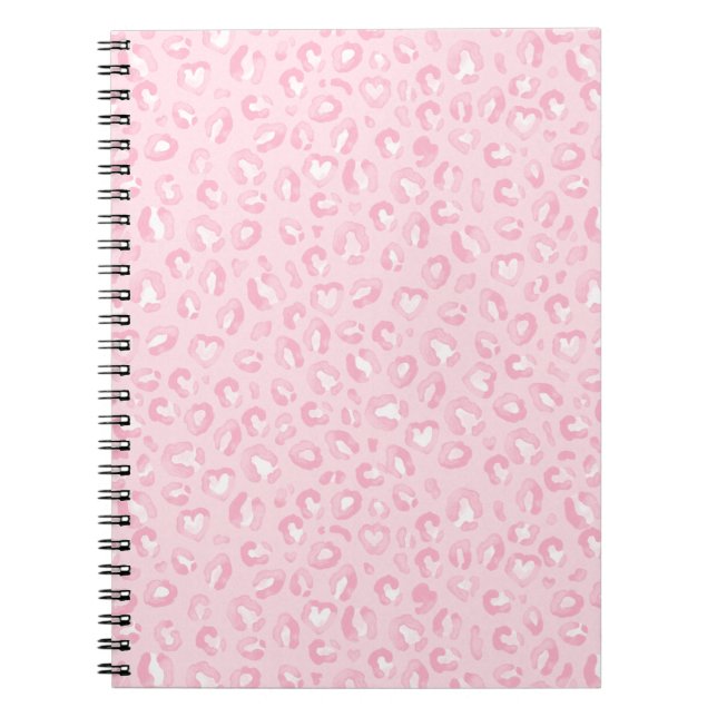 Soft Pink Watercolor Leopard Print Notebook (Front)