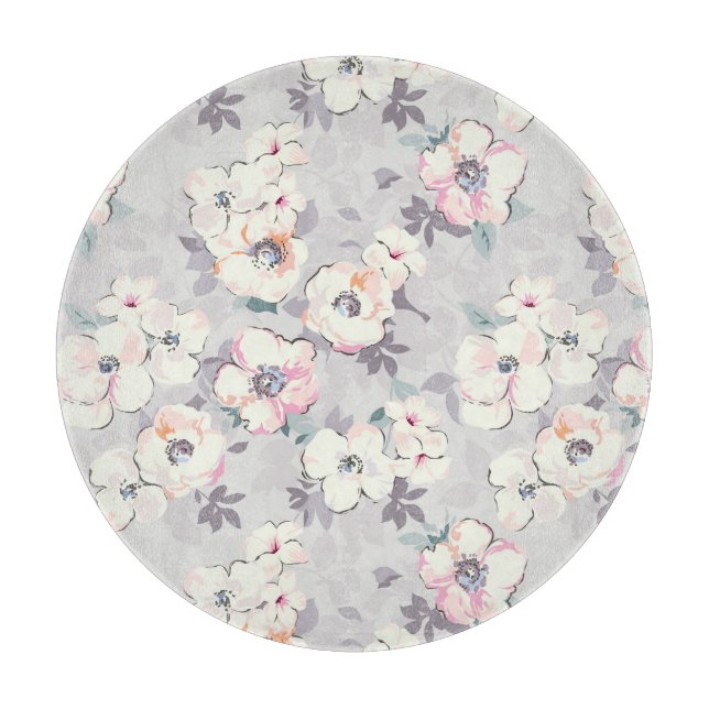 Soft Pink Watercolor Pattern Cutting Board (Front)