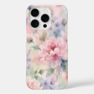 Soft Pink Watercolor Peony Floral iPhone 16 Pro Case