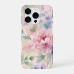 Soft Pink Watercolor Peony Floral iPhone 16 Pro Case